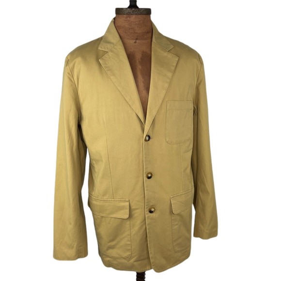 Orvis Mens 40R Blazer Jacket 3 Buttons Tan 100% Cotton Vintage Multi Pockets - Picture 1 of 6